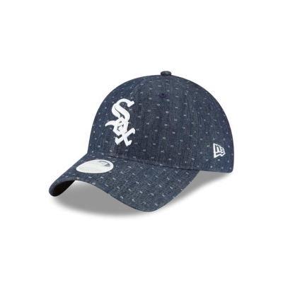 Blue Chicago White Sox Hat - New Era MLB Dotted Denim 9TWENTY Adjustable Caps USA3926785